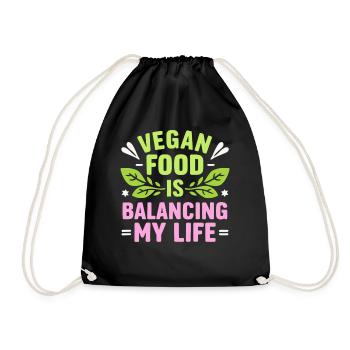 Veganes Essen bringt mein Leben in Einklang - Turnbeutel - Schwarz - Vorne