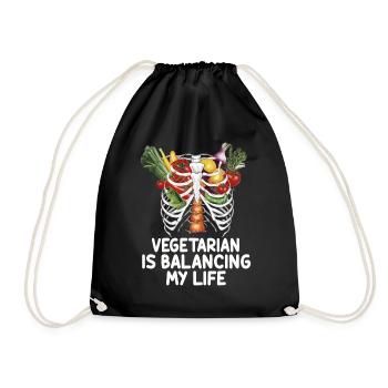 Vegetarian Balancing My Life - Drawstring Bag - black - Front