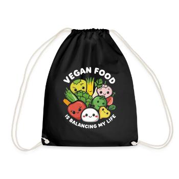 Vegan Food Is Balancing My Life - Drawstring Bag - black - Front