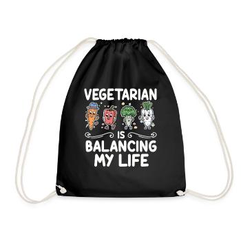 Vegetarian Balancing My Life - Drawstring Bag - black - Front