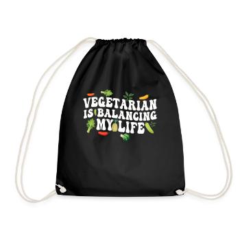 Vegetarian Balancing My Life - Drawstring Bag - black - Front