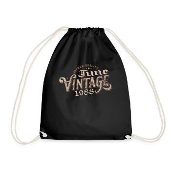 June 1988 Vintage 36th Anniversary Gift 1988 - Drawstring Bag - black - Front