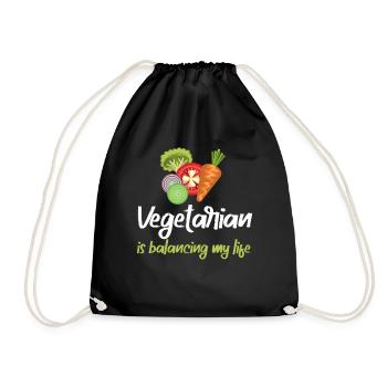 Vegetarian Balancing My Life - Drawstring Bag - black - Front