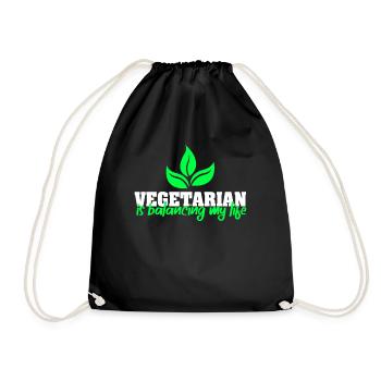 Vegetarian Balancing My Life - Drawstring Bag - black - Front