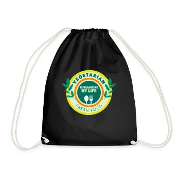 Vegetarian Balancing My Life - Drawstring Bag - black - Front