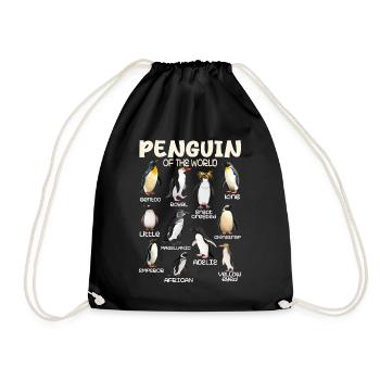 Penguin Penguins Animals of the World Penguin Love - Drawstring Bag - black - Front
