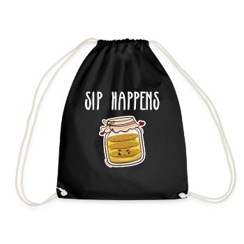 Kombucha Lover Sip Happens Cute Jar - Drawstring Bag - black - Front