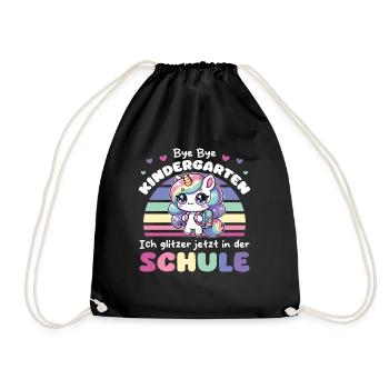 Bye Bye Kindergarten I Glitter at School - Drawstring Bag - black - Front