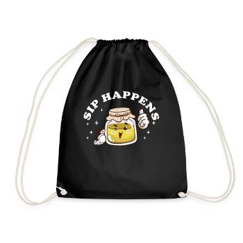 Sip Happens Kombucha Lover Fun - Drawstring Bag - black - Front