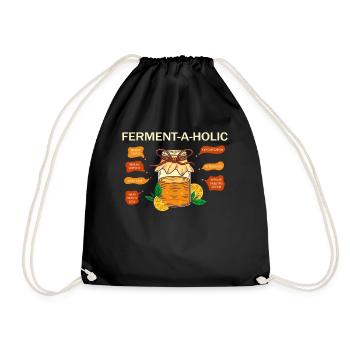 Ferment-A-Holic Kombucha Lover Benefits - Drawstring Bag - black - Front