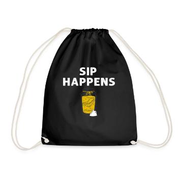 Sip Happens Kombucha Lover Fun Design - Turnbeutel - Schwarz - Vorne