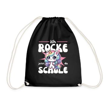 School enrollment unicorn I'm rocking school now - Drawstring Bag - black - Front