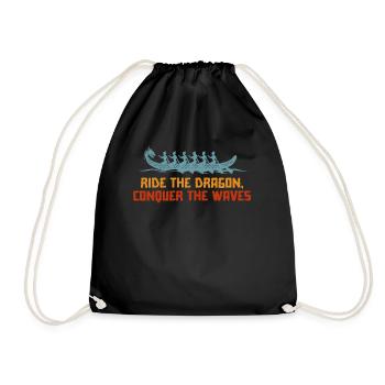 Ride The Dragon, Conquer The Waves - Drawstring Bag - black - Front