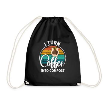 Ich verwandle Kaffee in Kompost Blue Planet - Turnbeutel - Schwarz - Vorne