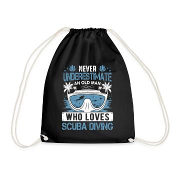 Never Underestimate An Old Man Diver Scuba Diving - Drawstring Bag - black - Front