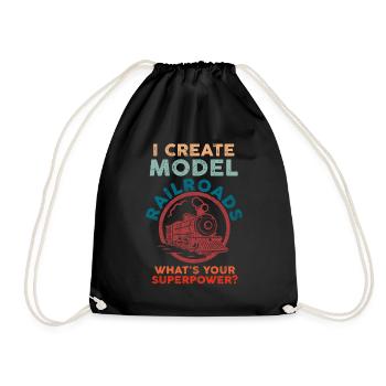 I Create Model Railroads Superpower - Drawstring Bag - black - Front