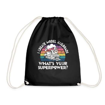 I Create Model Railroads Superpower - Drawstring Bag - black - Front