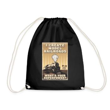 I Create Model Railroads Superpower - Drawstring Bag - black - Front