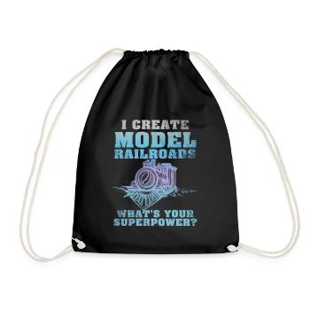 I Create Model Railroads Superpower - Drawstring Bag - black - Front