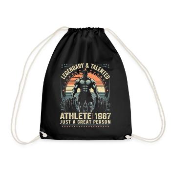 Vintage 1987 Fitness Birthday Gift 1987 - Drawstring Bag - black - Front