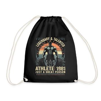 Jahrgang 1981 Fitness Geburtstagsgeschenk 1981 - Turnbeutel - Schwarz - Vorne
