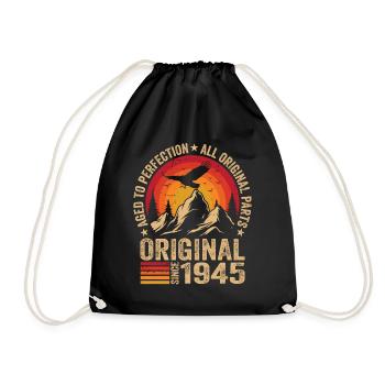 Original 1945 Vintage 1945 Anniversary 1945 Retro - Drawstring Bag - black - Front