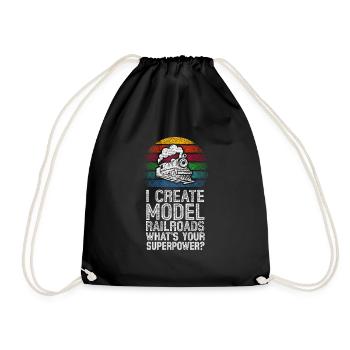 I Create Model Railroads Superpower - Drawstring Bag - black - Front