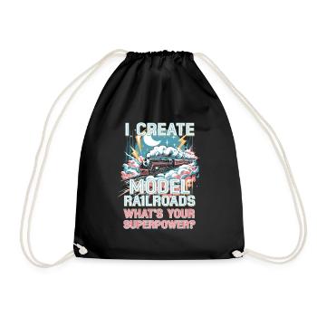 I Create Model Railroads Superpower - Drawstring Bag - black - Front