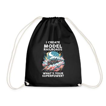 I Create Model Railroads Superpower - Drawstring Bag - black - Front