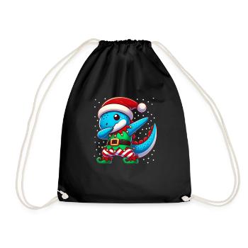 Christmas Dinosaur Elf Funny Dinosaur Lover Dino - Drawstring Bag - black - Front