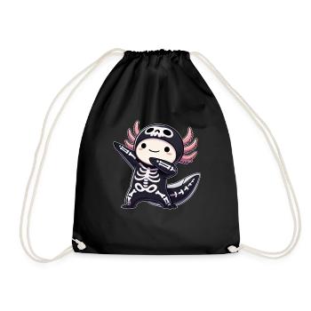 Halloween Skeleton Cute Axolotl Men - Drawstring Bag - black - Front