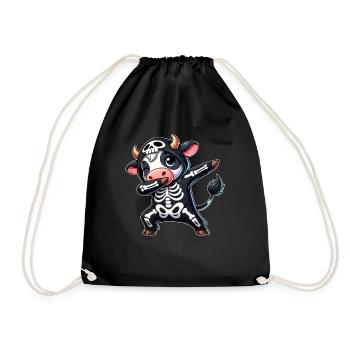 Halloween Squelette Mignon Vache Hommes Femmes - Sac de sport léger - noir - Devant