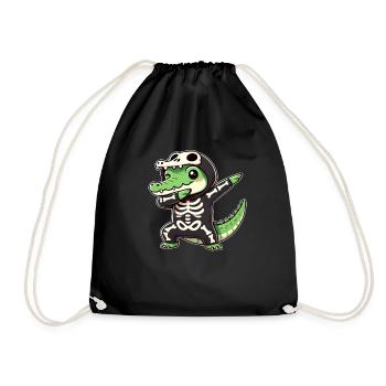 Halloween Skeleton Cute Crocodile Men - Drawstring Bag - black - Front