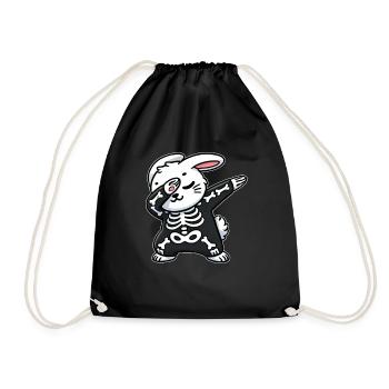 Halloween Rabbit Skeleton Cute Bunny - Drawstring Bag - black - Front