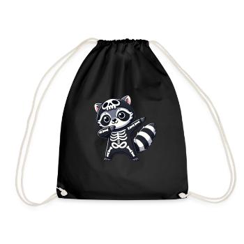 raton laveur Halloween squelette enfants femmes hommes - Sac de sport léger - noir - Devant