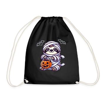 Sloth Halloween Mummy Kids Women Men - Drawstring Bag - black - Front