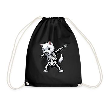 Westie Halloween Skelett Niedlicher West Highland - Turnbeutel - Schwarz - Vorne