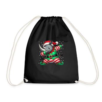 Noël Rhinocéros Elfe Drôle Rhinocéros Rhinocéros - Sac de sport léger - noir - Devant