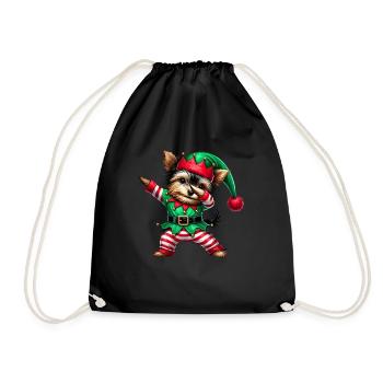 Weihnachten Yorkie Elf Lustiger Yorkshire Terrier - Turnbeutel - Schwarz - Vorne