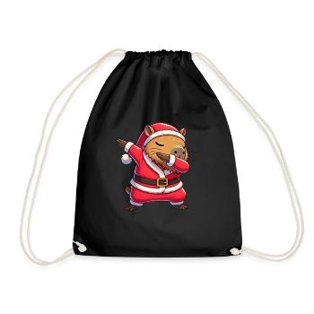Weihnachten Capybara Santa Funny Wasserschwein - Turnbeutel - Schwarz - Vorne
