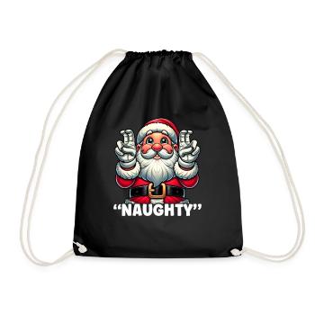 Christmas Cute List Santa Claus Naughty - Drawstring Bag - black - Front