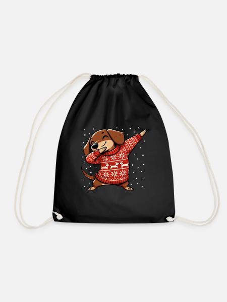 Christmas Dackel Hund Dachshund Ugly Christmas - Turnbeutel - Schwarz