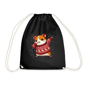 Weihnachten Hamster Hässliche Weihnachten - Turnbeutel - Schwarz - Vorne
