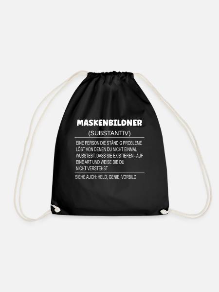 Wörterbuch Erklärung MASKENBILDNER Held, Genie - Turnbeutel - Schwarz