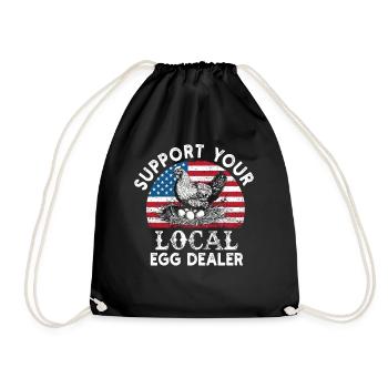 Local Egg Dealer American Flag Farmer - Drawstring Bag - black - Front
