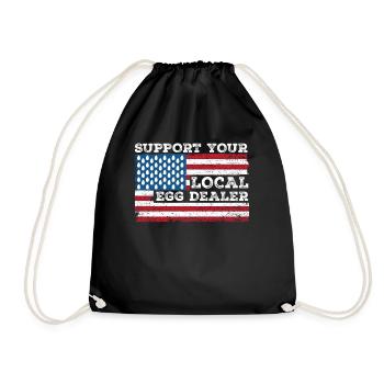 Local Egg Dealer American Flag Farmer - Drawstring Bag - black - Front