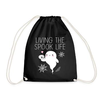 Living The Spook Life Ghost Bait - Drawstring Bag - black - Front