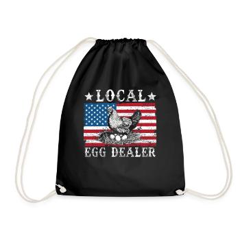 Local Egg Dealer American Flag Farmer - Drawstring Bag - black - Front