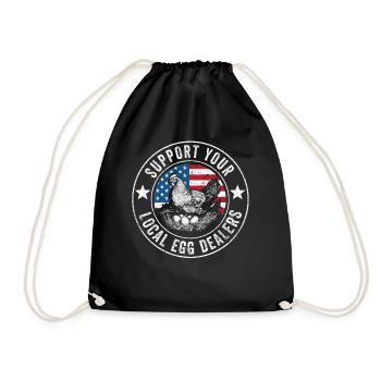 Local Egg Dealer American Flag Farmer - Drawstring Bag - black - Front