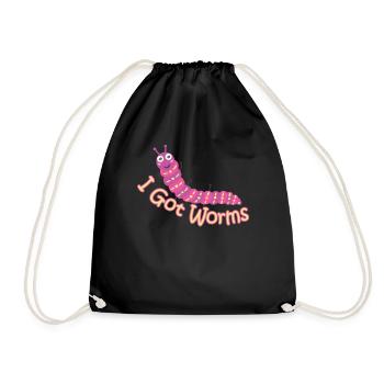 Worm Farmer Vermicompost Cute Men Women - Drawstring Bag - black - Front